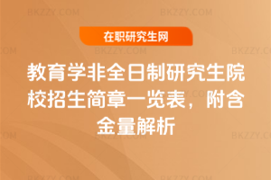 教育學非全日制研究生院校招生簡章一覽表，附含金量解析